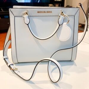 NWOT Michael Kors White Saffiano Leather Crossbody Satchel Bag